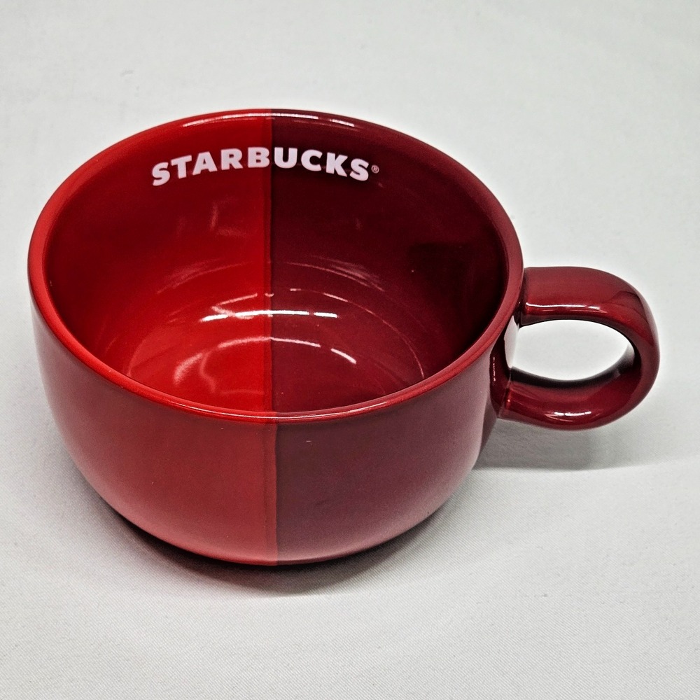 Starbucks Red Mug Bowl‎ 2021 New 16oz Two Tone Ceramic Coffee Soup Cup